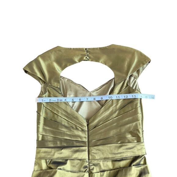 Theia Dress Green Cutout Ruched Party Cocktail Hour Night Out V-Neck Size 6 - Picture 11 of 13